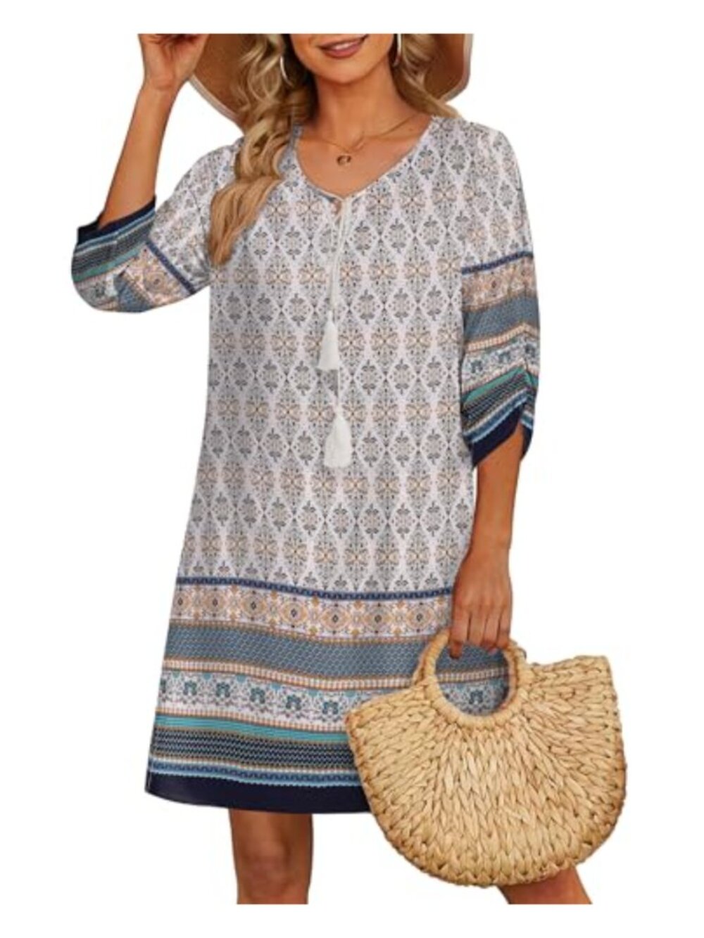 Sleeveless Midi Tank Dress with Pockets Boho Floral